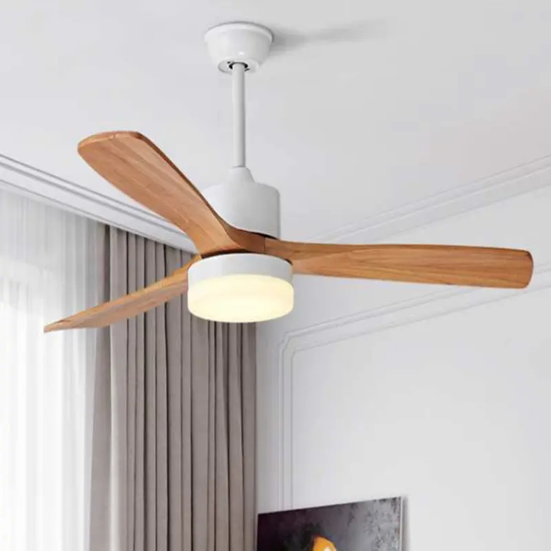 Factory Wholesale Ceiling Fans Energy Saving Copper Motor Decorative Natural Wood Colour Change Ceiling Fan With Light