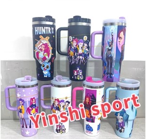 Niet Moq Aangepaste Anime Huntrix <span class=keywords><strong>K</strong></span> Pop Heksenjacht Team Kpop Demonenjagers Met Deksel Stro Gloed In De Donkere Theromos 20Oz 40Oz - Product Image 3