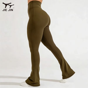 JIEJIN 고품질 하이웨이스트 뱃살 보정 V백 밴딩 플레어 요가 레깅스 (짐/피트니스용) - Product Image 3