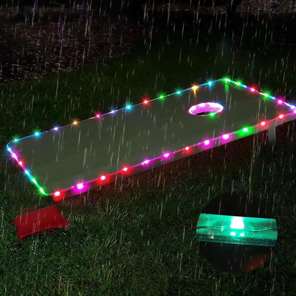 Groothandel Multicolor Verandering Maïs Gat Planken Cornhole Bonenzakken Toss Game Cornhole Set Met Led Licht Cornhole Board Verlichting