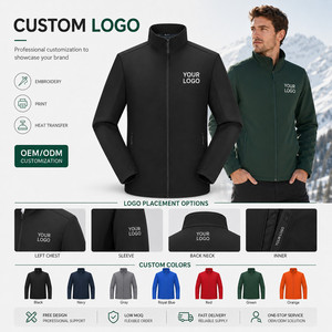 Custom Logo Softshell <strong>Jacket</strong> Men's <strong>Fleece</strong> <strong>Lined</strong> Windbreaker Waterproof Outdoor Coat Sports Outerwear Corporate OEM Factory - Product Image 2