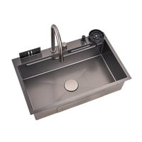 Évier de cuisine rectangulaire moderne multifonctionnel en acier inoxydable brossé, à montage supérieur, monotrou, durable, de qualité supérieure