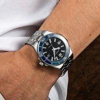 Montres mécaniques automatiques avec logo personnalisé, marque propre, mouvement japonais 8215, montres luxueuses en acier inoxydable pour hommes, montres avec calendrier