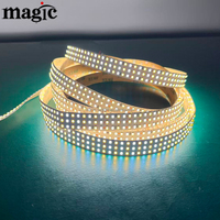 Lampu Led 480LED/M 3 baris SMD2835 DC 24V 2835 suhu ganda LED Strip Led CCT putih ganda