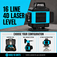 Niveau laser industriel professionnel 4D à 16 lignes, faisceau vert, auto-nivelant à 360 degrés, pour la pose de carreaux, les murs, les plafonds et les intérieurs