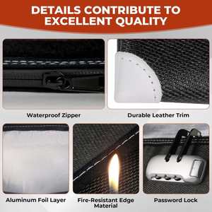 CUSTOM Improved Fireproof <b>Document</b> <b>Bag</b> Waterproof Cash Wallet with Reflective Strips Zipper Upgraded Fireproof <b>Bags</b> - Product Image 3