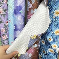 Tissu matelassé à motifs vagues florales lumineuses et colorées, gaufré par ultrasons, plissé et brodé, pour sacs