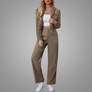 Chándal <span class=keywords><strong>de</strong></span> oficina para <span class=keywords><strong>mujer</strong></span>, traje <span class=keywords><strong>de</strong></span> negocios a cuadros con contraste, <span class=keywords><strong>Pantalones</strong></span> rectos con cuello <span class=keywords><strong>de</strong></span> solapa, novedad <span class=keywords><strong>de</strong></span> <span class=keywords><strong>2022</strong></span> - Product Image 2