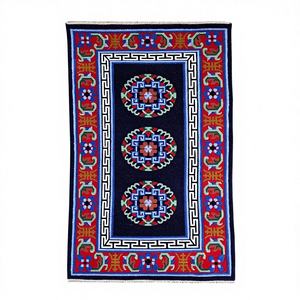 Alfombra Tibetana Medallón Anudada a Mano Oushak Antigua de Alta Demanda: Alfombra de Lana Tallada en 3D - Product Image 1