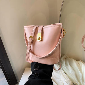 Sac décontracté en cuir PU pour femme, sac à main uni en gros, sac seau tendance à bandoulière unique - Product Image 2