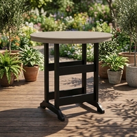 Table de bistrot moderne pliable en HDPE, bicolore, ronde, haute, pour usage hospitalier et terrasse, avec garantie de 5 ans