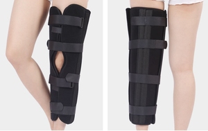 Tutore per Ginocchio Nero per Recupero Post-Operatorio Ospedaliero e Riabilitazione, con Cinghie Regolabili e Apertura per la Rotula - Product Image 4