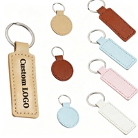 Porte-clés personnalisé en cuir PU rond avec logo, porte-clés rectangulaire vierge à graver au laser, kit de porte-clés en cuir avec anneau pour cadeaux et fêtes
