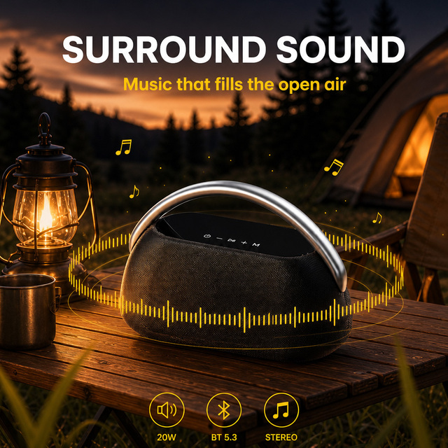 LED Super Boombox 3 Speaker 20W Bass Wireless Portable Outdoor BT Speakers Handle Waterproof Boombox 3 Speaker for Home