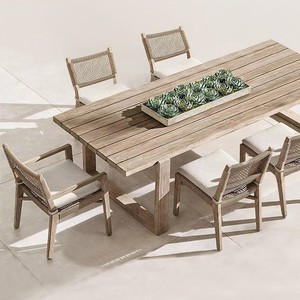 Ensemble table et chaises <span class=keywords><strong>en</strong></span> teck massif <span class=keywords><strong>de</strong></span> style nordique, résistant à l'eau, pour cour, villa, terrasse, <span class=keywords><strong>jardin</strong></span>, mobilier <span class=keywords><strong>de</strong></span> salle à manger - Product Image 4