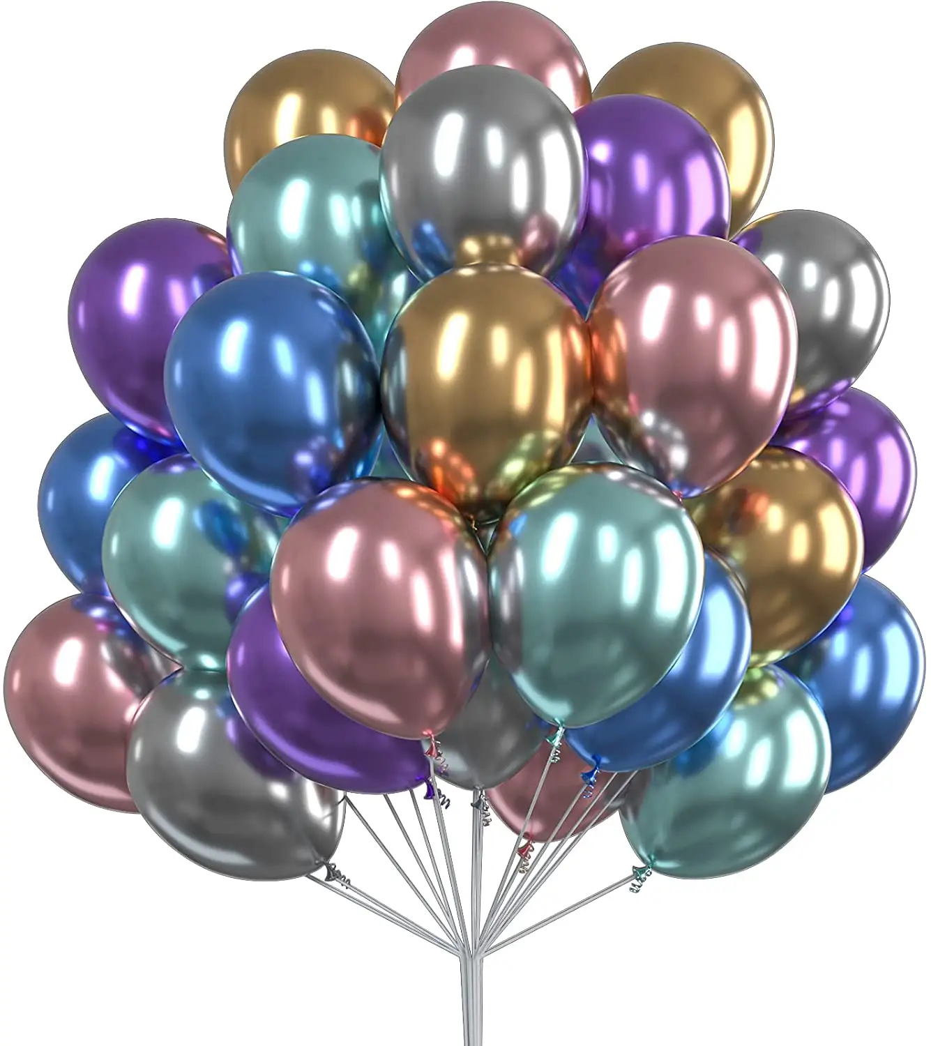 12inch 50pcs Metallic Balloons Latex Metal Chrome Balloons Air Helium Balloon for Wedding Happy Birthday