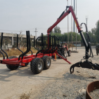 Remorque agricole avec grue de chargement de bois hydraulique PTO, livraison gratuite, à vendre