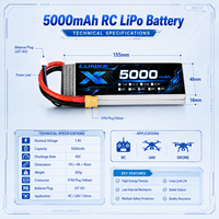 Baterai LiPo 7.4V 5000mAh 50C High Discharge, Sel Daya Lithium Isi Ulang untuk Drone FPV, Mobil RC, Pesawat, Model Hobi 102535