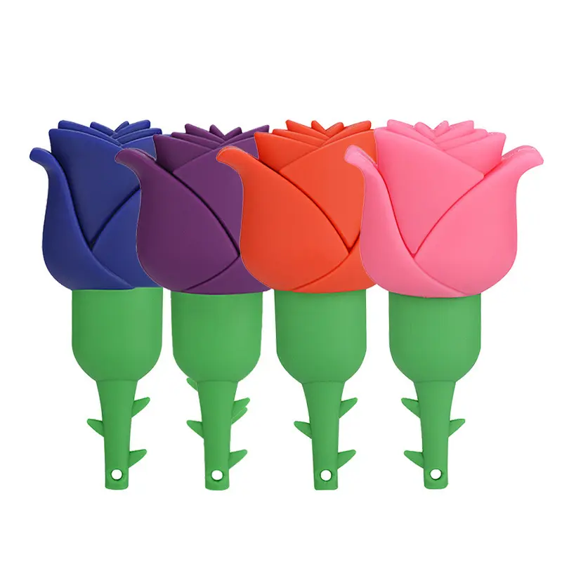 Оптовая продажа от YONANSON, заводская цена, новый персонализированный цветной USB флеш-накопитель в форме розы 2,0/3,0, USB-накопитель на заказ из ПВХ