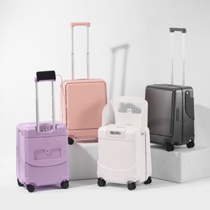 <span class=keywords><strong>Maleta</strong></span> Rígida para PC con <span class=keywords><strong>Asiento</strong></span> para Niños, Candado TSA, 4 Ruedas Giratorias, Puerto USB, Asa Suave, Cinturón de Seguridad, Apertura Frontal, Negra, 20 Pulgadas - Product Image 1