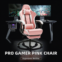 Chaise de bureau ergonomique inclinable de style moderne pour joueurs professionnels, fonction massage, pivotement à 360°, garantie de 2 ans, cuir rose