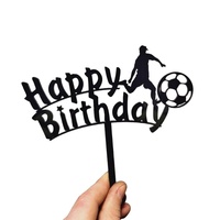 Décoration de gâteau en acrylique « Joyeux Anniversaire » avec silhouette de footballeur, thème football, accessoire de pâtisserie