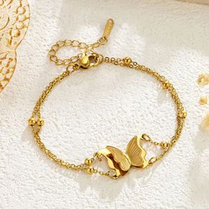 Wholesale of Fashionable Women's Stainless Steel <b>Bracelets</b>, 18K Golden butterfly Eye Metal <b>Ball</b> Tassel <b>Bracelets</b> - Product Image 5