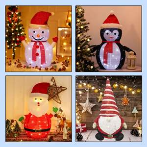 زينة عيد الميلاد قابلة للطي والتمدد على شكل رجل الثلج والبابا نويل لتزيين النوافذ والمنازل في عيد الميلاد ورأس السنة الجديدة - Product Image 2