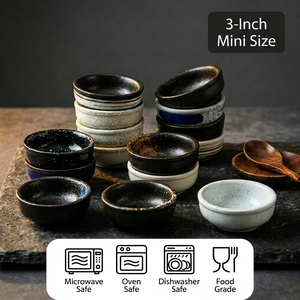Vente en gros de mini-bols à sauce soja japonais en céramique de 3 pouces pour bar à sushi, faible MOQ 30 pièces, vaisselle professionnelle - Product Image 1