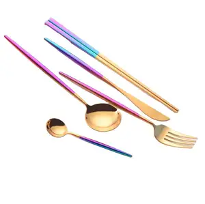 대상 flatware 세트 파티 식기 선물 스테인레스 스틸 레스토랑 칼 붙이 긴 손잡이 식기 매트 식기 세트