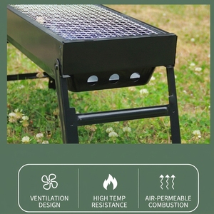 Portable Folding Charcoal Bbq <strong>Grill</strong> Collapsible <strong>Tabletop</strong> Iron Stove With Built-in Tool Box for Outdoor <strong>Camping</strong> Picnic - Product Image 1