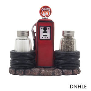 Pompe de remplissage Vintage en polyrésine, 36 v, ensemble pour sel et poivre avec pneus de voiture décoratifs et signe <span class=keywords><strong>Route</strong></span> 66 pour Restaurant - Product Image 1