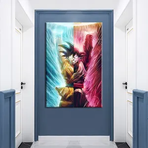 Black Goku Anime Poster Dragon Ball Z Oil Painting Canvas Wall Art Boy's Living Room Decor New Design