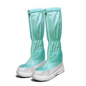 Anti-slip Anti-Static Dust Free Safety <strong>Shoes</strong> Electronic Food Factory Used 5mm <strong>Green</strong> Grid Fabric <strong>Canvas</strong> Upper ESD PU Sole Boots - Product Image 2