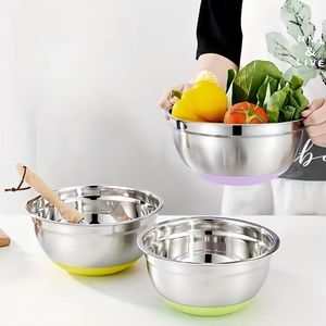 Bộ tô trộn inox kiểu Mỹ <span class=keywords><strong>5</strong></span> kích cỡ, kèm dao cắt salad, đế silicon chống trượt, dùng cho nhà bếp - Product Image 3