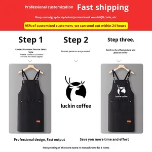 Tùy chỉnh cá tính logo nhà hàng quán cà phê làm sạch đầu bếp tùy chỉnh Tạp Dề nhà bếp với túi cho cửa hàng cắt tóc - Product Image 3