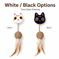 Jouet en plumes pour chat avec boule en corde de jute 30x6cm, jouet à griffer en peluche en forme de tête de chat, fournisseur en gros