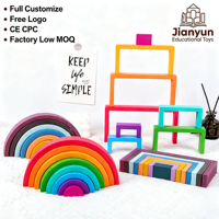 Jouet de puzzle en bois Montessori personnalisé, blocs d'empilage en spirale arc-en-ciel pour enfants, garçons et filles