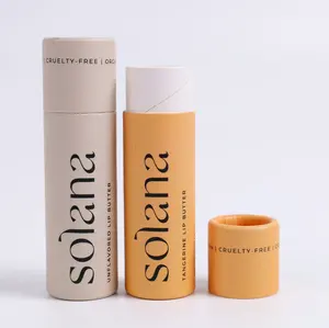 Brand Design Biodegradable Packaging Cardboard Push Up Lipbalm Lip Stick Deodorant Kraft Paper Tube