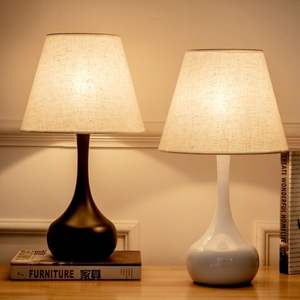 Lampe de table vintage haut de gamme rétro en tissu imprimé avec style japonais Wabi-Sabi Lampe de chevet en bois massif avec ornement - Product Image 3