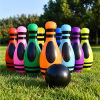 Ensemble de bowling géant gonflable en PVC durable de 11 pièces pour l'extérieur, fournitures pour fêtes d'anniversaire, avec 10 crayons de couleur, 27 aiguilles et une boule de 23 pouces
