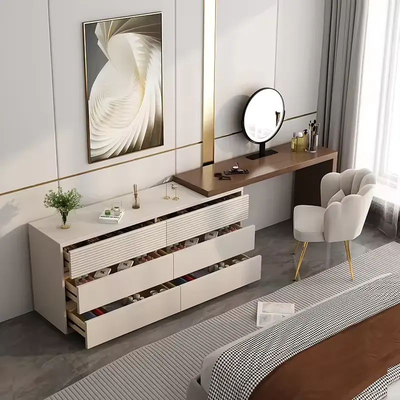 अनुकूलित फ्रेंच शैली घमंड श्रृंगार मेज बेडरूम बेडरूम के लिए सफेद ड्रेसर ड्रेसिंग टेबल नजर आता है