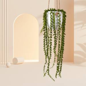 OH ARTS Jardinière murale <span class=keywords><strong>en</strong></span> plastique 63 cm avec guirlande de perles dans un <span class=keywords><strong>pot</strong></span> <span class=keywords><strong>en</strong></span> céramique et support de 55 cm - Product Image 3