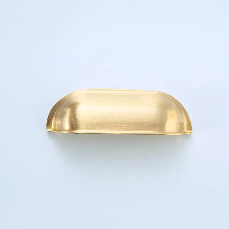 Simple top grade gold brass wardrobe door handle light luxury French shell cabinet button cream drawer button hand