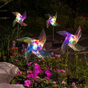 Nouvelles lampes solaires LED à 4 pales en forme de moulin à vent, lumières décoratives d'extérieur étanches pour pelouse, cour et jardin - Product Image 6