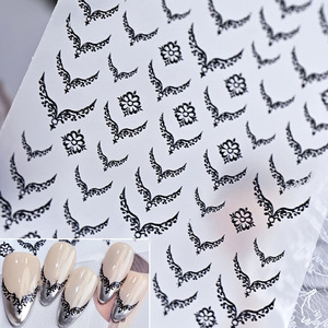 Autocollants pour ongles de style français en forme de V avec estampage à chaud vintage, faciles à appliquer, autocollants pour nail art, pour manucure DIY en salon - Product Image 3
