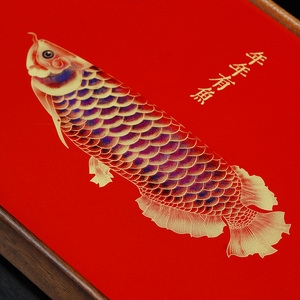 Art de bureau intemporel minimaliste en bois massif avec panneau en laiton Arowana, souvenir haut de gamme et cadeau direct d'usine - Product Image 5