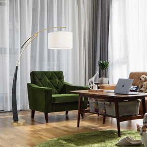 Mỹ hiện đại màu đen phần cứng rèn sắt nghệ thuật Thiết kế đèn Mô hình phòng khách nghiên cứu cong sàn đèn - Product Image 3