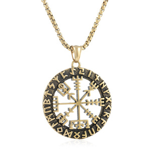 Viking Compass Pendant Stainless Steel <b>Silver</b> Men's Necklace Geometric Themed <b>Charm</b> Gift 3.0*60cm Chain - Product Image 5