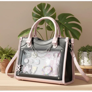 Sac fourre-tout Itabag en gros, style Cool Girl, avec garniture contrastante et double chaîne métallique intégrée - Product Image 3